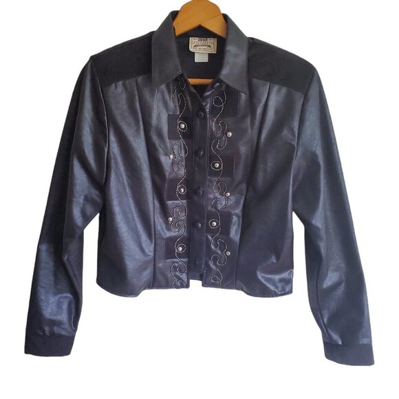 1849 Authentic Ranchwear Jackets & Blazers - Vtg 1849 Authentic Ranchwear Jacket Womens Sz S Black Button 90s Western Cowgirl